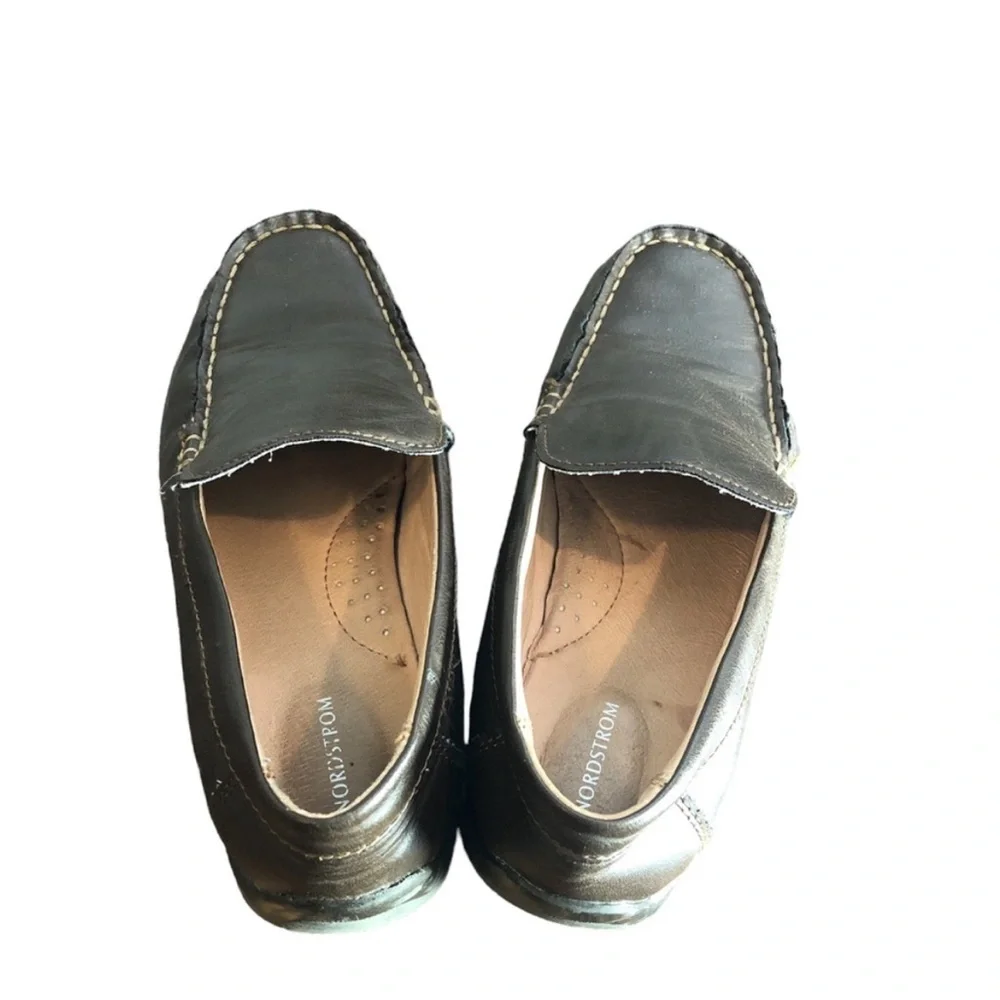 Nordstrom Kid’s Brown Leather Slip-On Dress Shoe Loafers 4M